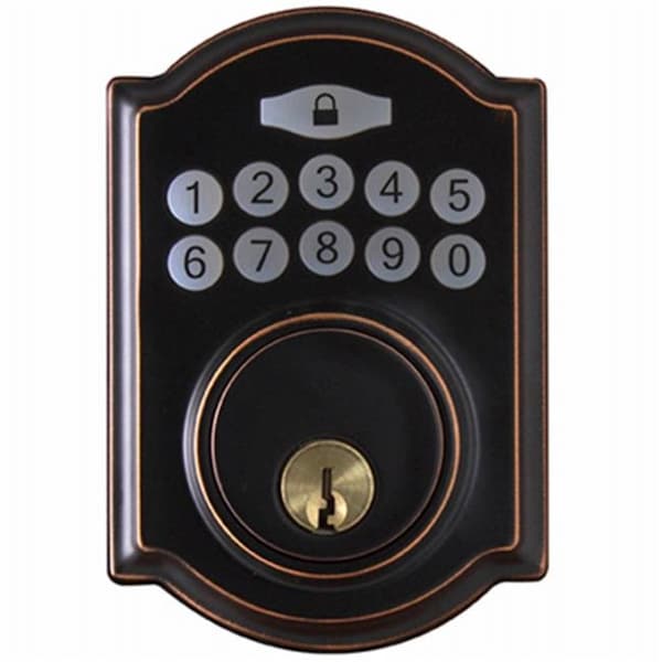 Taiwan Fu Hsing Industrial 221754 Tru-Guard Castle Electronic Deadbolt Lock; Aged Bronze 221754 - main